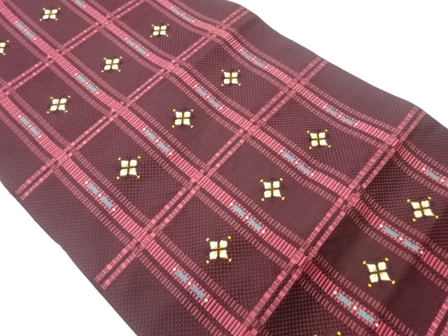 JAPANESE NAGOYA OBI / CHIKUZEN HAKATA / WOVEN FLOWER